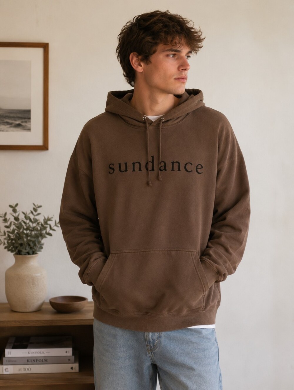 Sundance Brown Pullover Hoodie with Black Logo